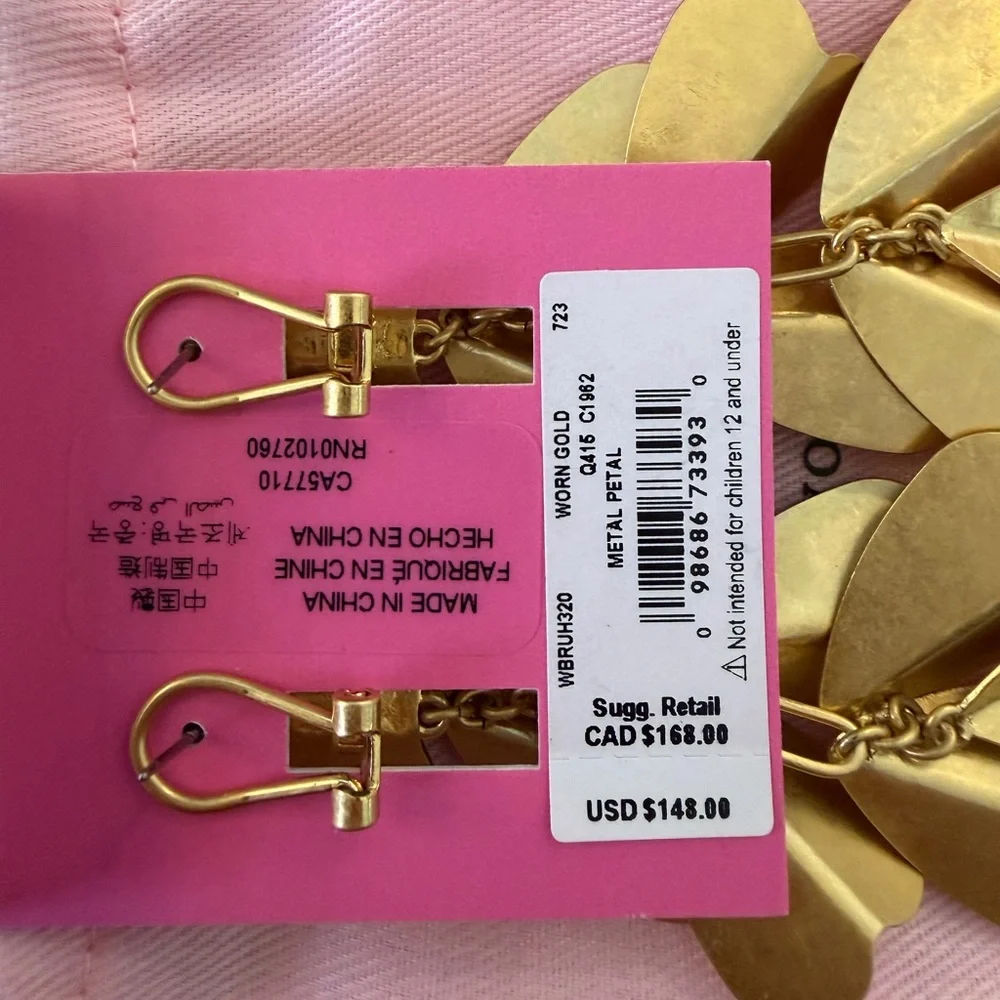 Kate Spade Metal Petal Drop Earrings in Worn Gold - Picture 3 of 4